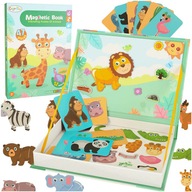 Montessori magnetické puzzle 47 ks. Náučná kniha Safari