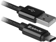 Kábel USB Defender AM-TYPE C 1m 2.1A čierny