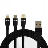 Kábel USB – MicroUSB, Type-C a Apple LT v jednom