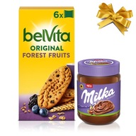 Čokoládový krém Milka Spread + sada sušienok z lesného ovocia belVita