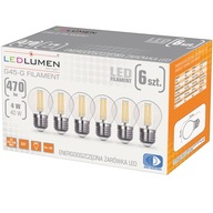 Sada 6x LED žiarovka E27 GUĽOVÁ 4W=40W Filament 470lm 360° Dekoratívne Edison