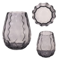 Sivá dekoračná veľká sklenená váza VINTAGE RETRO 19