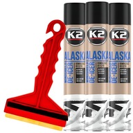 K2 ALASKA 750ml ROZMRAZOVAČ OKIEN SILNÝ SPREJ + MOSADZNÁ ŠKRABKA NA OKNÁ