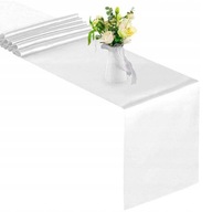 Saténový saténový bežec na stôl 36 cm sväté prijímanie na 9 m rolke - BIELA ​​biela