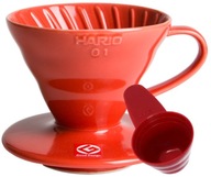 HARIO V60-01 Keramický odkvapkávač červený