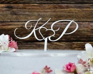 Svadobný topper TŚB-2-Initials Wedding Wedding White