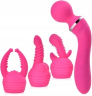 SEX GADGET SILNÝ OBOJSTRANNÝ DVOJSTRANNÝ MASÁŽER + VIBRÁTOR SO 4 ADAPTÉRMI