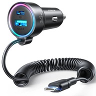 Rýchla autonabíjačka Joyroom 3v1 s káblom USB typu C 1,5m 55W čierna