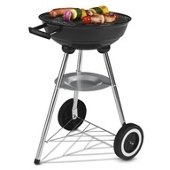 Guľový gril na drevené uhlie s BBQ krytom, chrómový rošt, 37 cm, kolieska s certifikátom Dekra