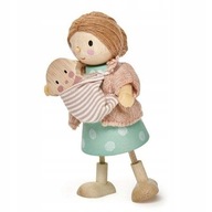 Nežná drevená bábika pani Goodwoodovej s dieťaťom