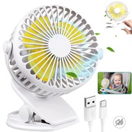 MINI USB STOLNÝ VENTILÁTOR S BATÉRIOU, 3 RYCHL., BIELY