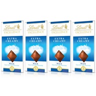 Čokoládová súprava Lindt Excellence, mliečna čokoláda Extra Milk, 4x100g