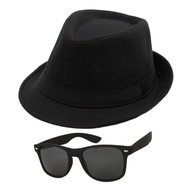 Blues Brothers Set okuliare Trilby Klobúk Nerd 56cm