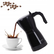 MOKA EXPRESS ELEKTRICKÝ KÁVOVAR 300ml 6 ŠÁLOK KÁVY ČIERNY