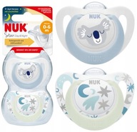 NUK SILIKÓNOVÉ SOATKY ANATOMICAL STAR NIGHT 0-6M 2KS + PUZDRO