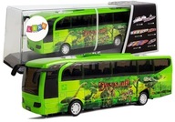 Zelený autobus dinosaurov Jurského parku s odpruženými zvukovými svetlami