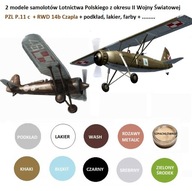 SUPER SET 2 modelov lietadiel: RWD-14b Czapla a PZL P.11c + farby....