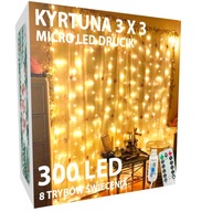 MIKRO LED ZÁCLONA 3 X 3 DRÔTOVÉ SVETLO NA DIAĽKOVÉ OVLÁDANIE TEPLÁ