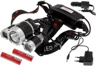 Čelovka 3x LED T6 CREE 18650 Nabíjačky