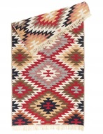 KOBEREC BOHO Kilim Koberec tkaný 80x150 aztécky viacfarebný OBOJSTRANNÝ vzor