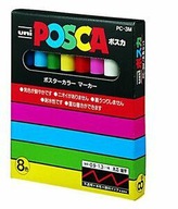 Sada popisovačov POSCA 8 ks BASIC PC-3M