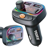 Auto bluetooth FM transmitter FAST PD nabíjačka 24W QC3.0 USB-C RGB