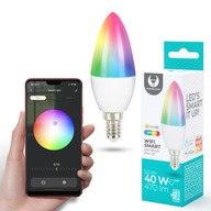 SMART RGB farebná žiarovka na sviečku s ovládaním