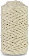 Bavlnená šnúra Macrame, krémová, 200 m, 3 mm