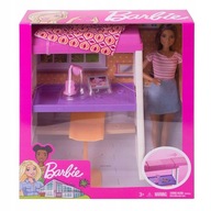 Bábika BARBIE do spálne + postieľka, písací stôl FXG52