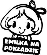 Nálepka EMILKA V AUTE do auta 18x15 farieb