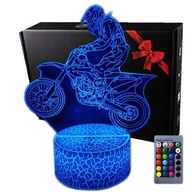 3D USB LED nočná lampa + diaľkové ovládanie Motocykel - Cross