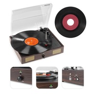 Gramofón s USB reproduktormi, tmavé drevo + vinyl