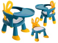 Stolička, stôl na kŕmenie a hranie, žltá a modrá