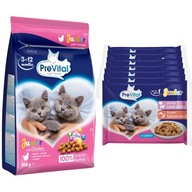 MOKRÉ + SUCHÉ KRMIVO PRE MAČIATKA MIX PREVITAL JUNIOR