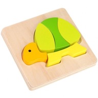 TOOKY TOY Puzzle Montessori Puzzle Thick Blocks Turtle 5 ks.