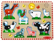 Zvukové puzzle Animals Farm Puzzle s rúčkami pre deti Melissa