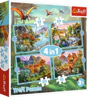 PUZZLE 4v1 UNIKÁTNE DINOSAURY DINO 4 PUZZLES 3+