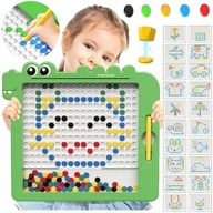 MAGNETICKÁ DINO DOSKA MOZAIKA MONTESSORI BODKY PUZZLE MAGPAD