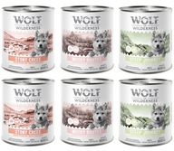 Mokré krmivo Wolf of Wilderness MIX príchutí vo veľkých plechovkách 6 x 800g