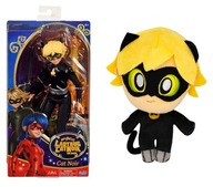 SET LIENKA A Mačka ČIERNA Bábika Noir Cat 26cm + plyš Chibi Cat Noir