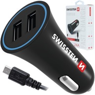 SWISSTEN Autonabíjačka 2,4A 2x USB + kábel