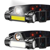 LED + COB HEAD LIGHT VSTAVANÁ BATÉRIA USB NABÍJACÍ MAGNET