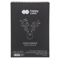 ŠPIRÁLOVÝ NÁKČET HAPPY FAREBNÝ, ČIERNY PAPIER, A4, 20 LISTOV. 220 g