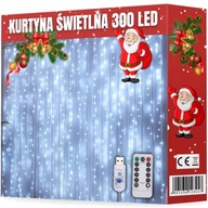 LED SVETELNÁ ZÁPONA 300LED Osvetlenie na vianočný stromček Vonkajšie cencúle Garland 3x3m