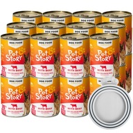 PETSTORY Mokré krmivo DOG s hovädzím SET 400g x 24ks + VEČKO ZADARMO