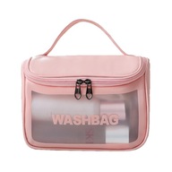 Priehľadná kozmetická taštička WASHBAG, ružová R2