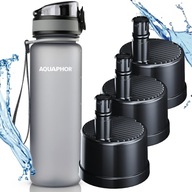 AQUAPHOR SET FĽAŠA SIVÁ FĽAŠA NA VODU FILTRAČ 0,5L + 3x CITY FILTER