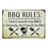 BBQ RULES kovová ozdobná plaketa