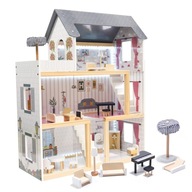 DOLLHOUSE drevo MDF + nábytok 78cm LED