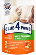 CLUB 4 PAWS mokré krmivo pre mačiatka - Kurča v omáčke 24x80 g